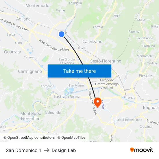 San Domenico 1 to Design Lab map