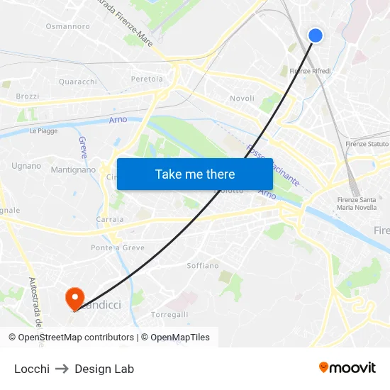 Locchi to Design Lab map