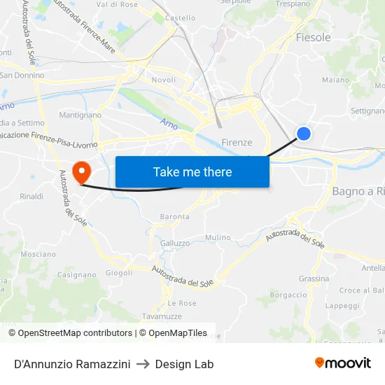 D'Annunzio Ramazzini to Design Lab map