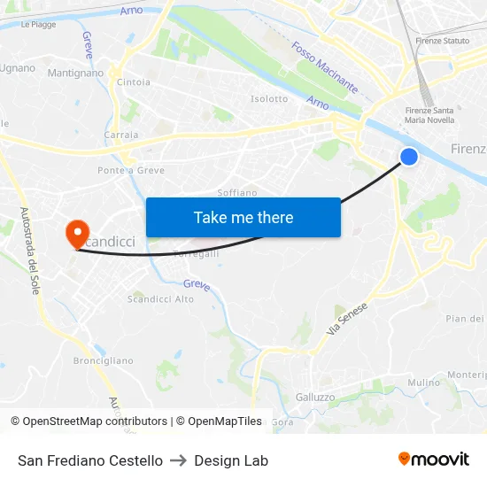 San Frediano Cestello to Design Lab map