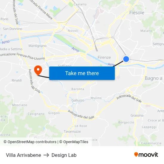 Arrivabene Villa to Design Lab map