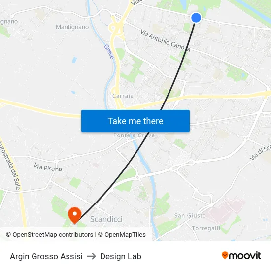 Argin Grosso Assisi to Design Lab map