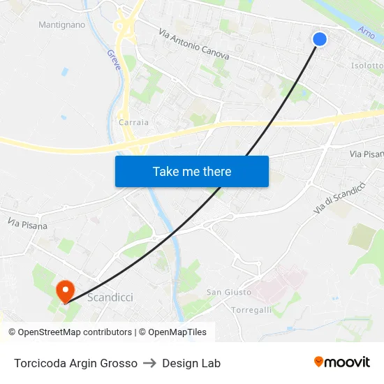 Torcicoda Argin Grosso to Design Lab map