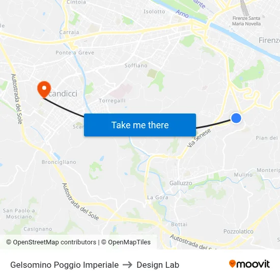 Gelsomino Poggio Imperiale to Design Lab map