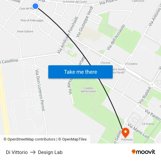 Di Vittorio to Design Lab map