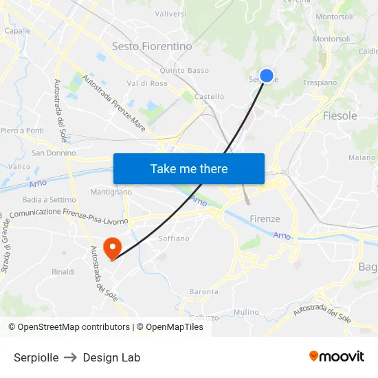 Serpiolle to Design Lab map