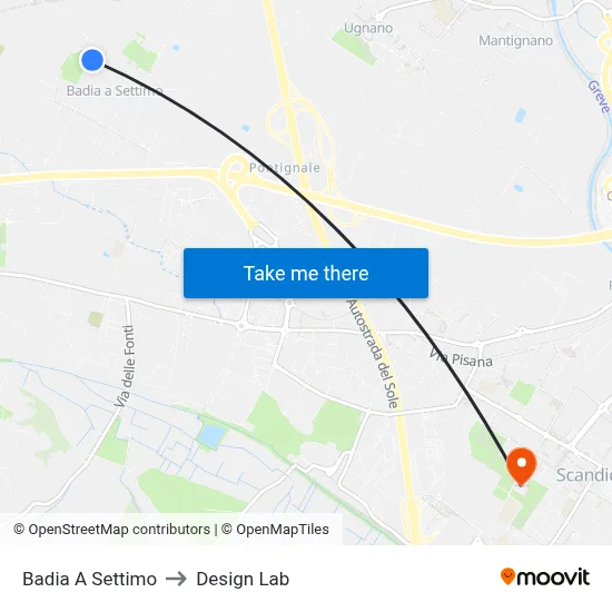 Badia a Settimo to Design Lab map