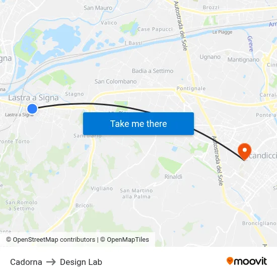 Cadorna to Design Lab map