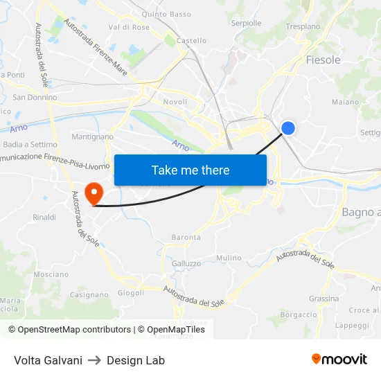 Volta Galvani to Design Lab map