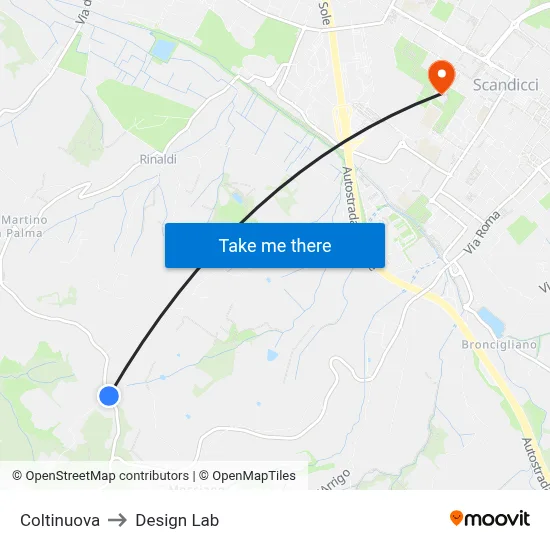 Coltinuova to Design Lab map