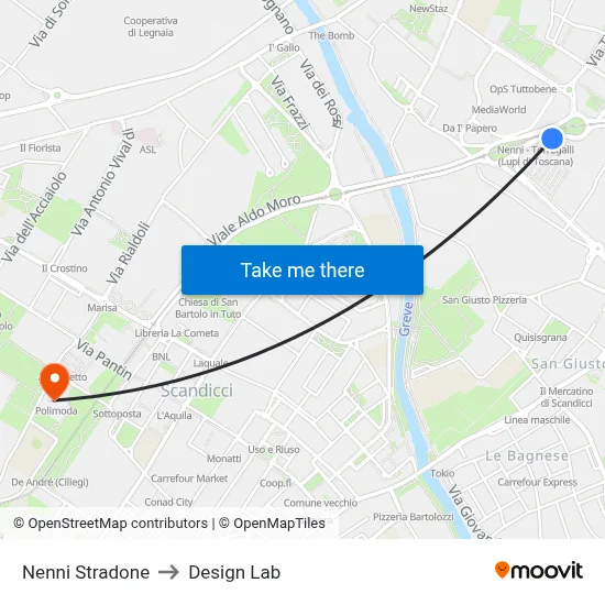 Nenni Boulevard to Design Lab map