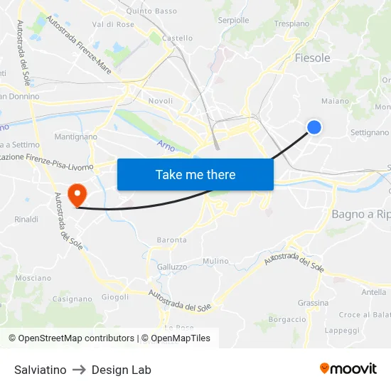 Salviatino to Design Lab map