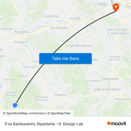 Baldasserini Square, Riparbella to Design Lab map