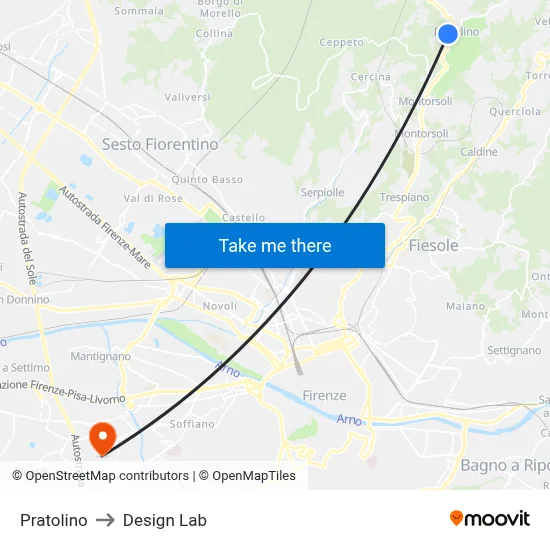 Pratolino to Design Lab map