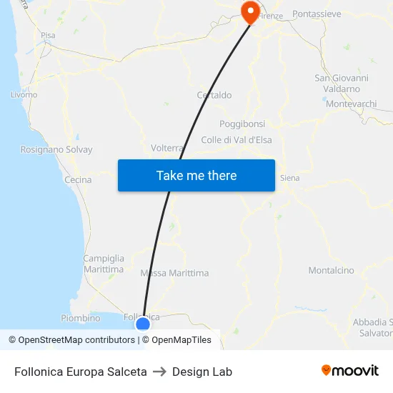 Follonica Europa Salceta to Design Lab map