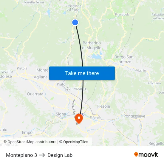 Montepiano 3 to Design Lab map