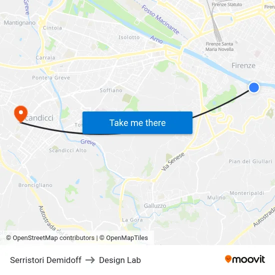 Serristori Demidoff to Design Lab map