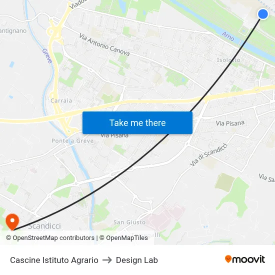 Cascine Agricultural Institute to Design Lab map