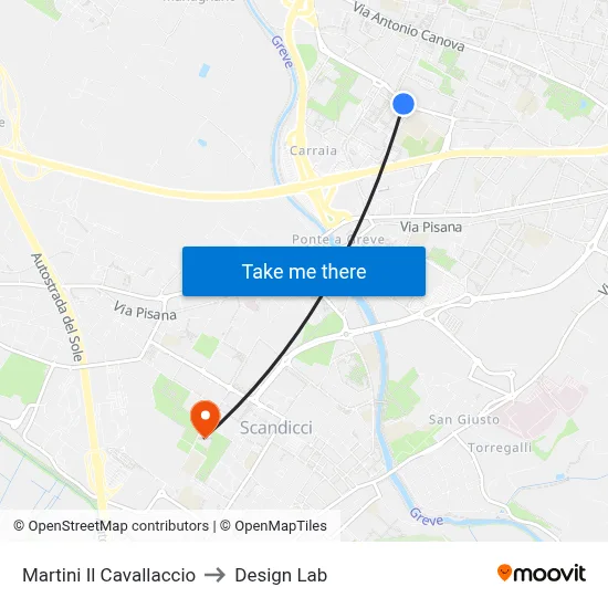 Martini Il Cavallaccio to Design Lab map