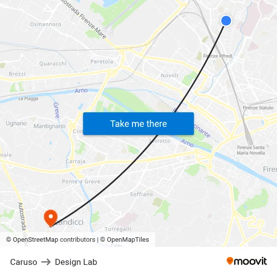 Caruso to Design Lab map