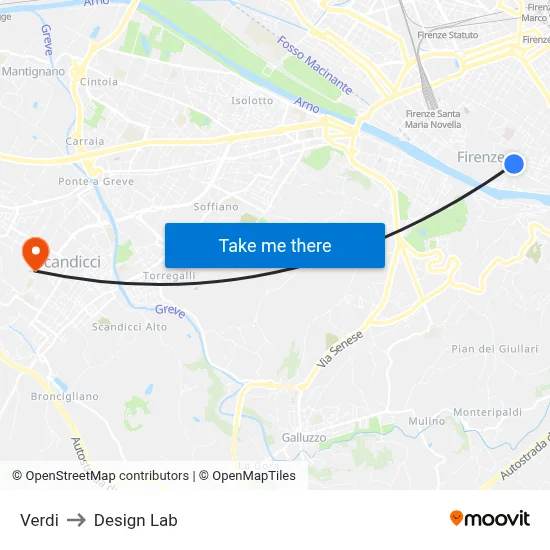 Verdi to Design Lab map