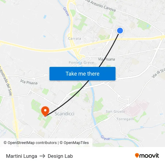 Martini Lunga to Design Lab map