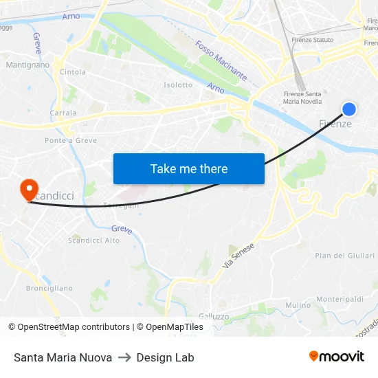 Santa Maria Nuova to Design Lab map