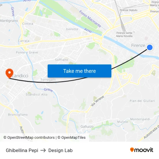 Ghibellina Pepi to Design Lab map