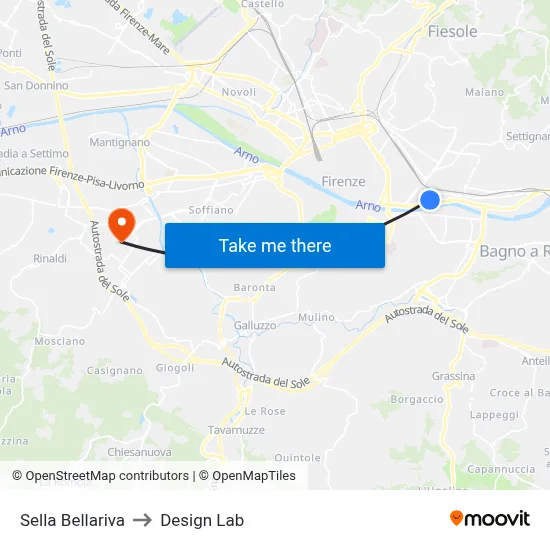 Bellariva Pass to Design Lab map