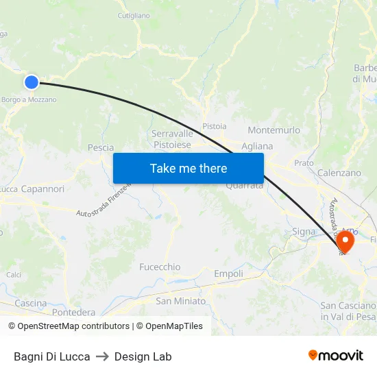 Bagni Di Lucca to Design Lab map