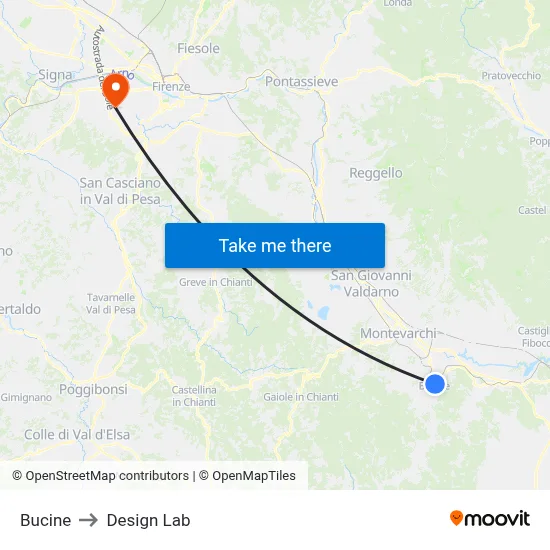 Bucine to Design Lab map