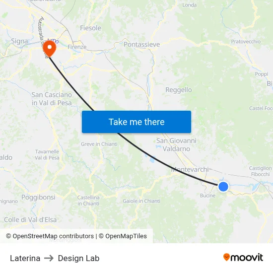 Laterina to Design Lab map