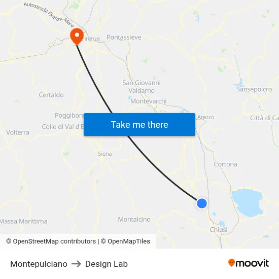 Montepulciano to Design Lab map
