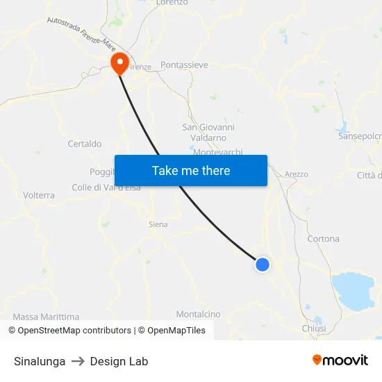 Sinalunga to Design Lab map