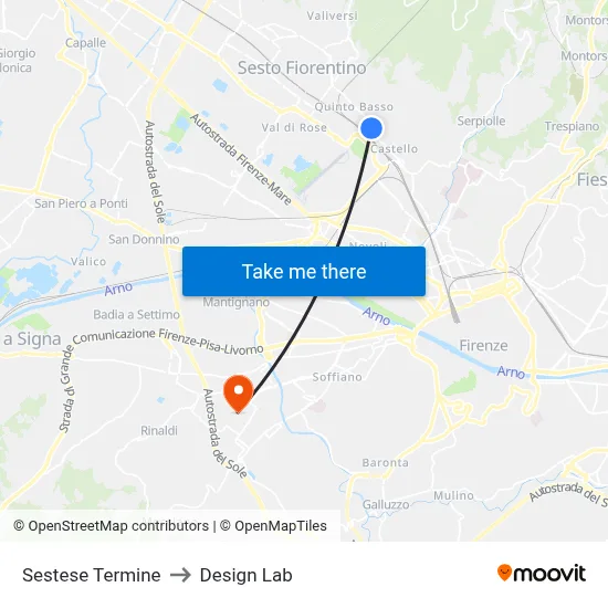 Sestese Terminus to Design Lab map