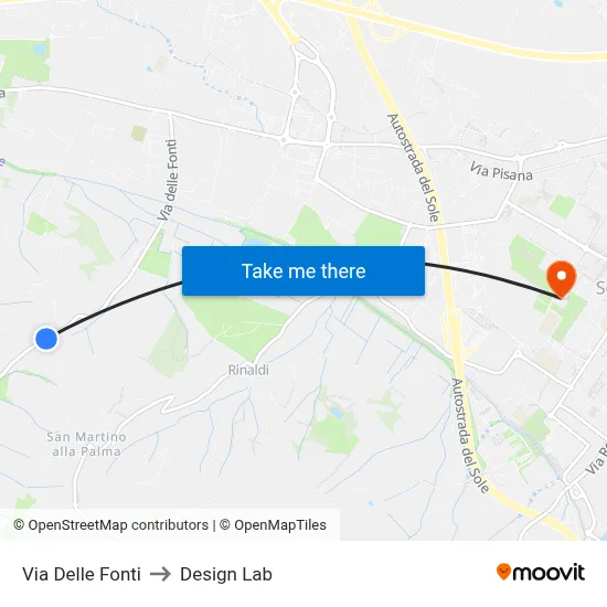 Delle Fonti Street to Design Lab map