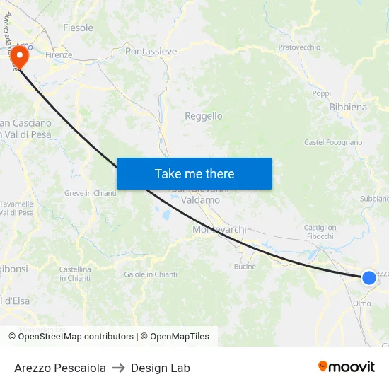 Arezzo Pescaiola to Design Lab map