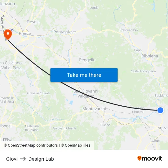 Giovi to Design Lab map