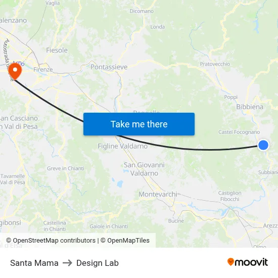 Santa Mama to Design Lab map
