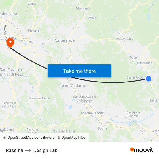 Rassina to Design Lab map