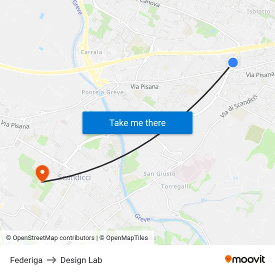 Federiga to Design Lab map