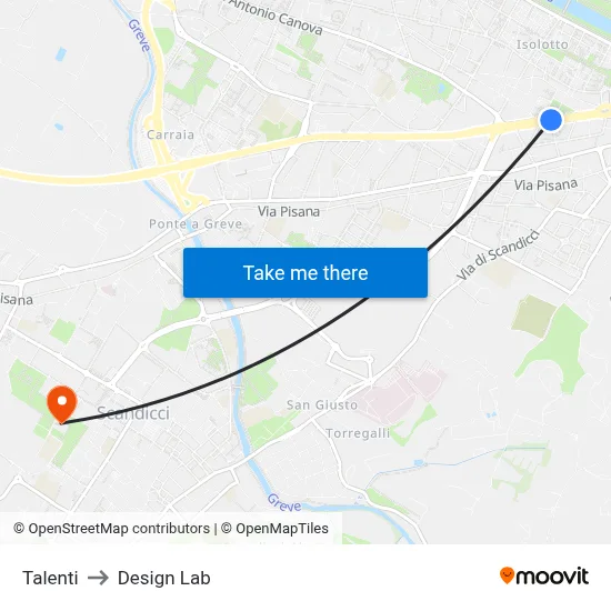 Talenti to Design Lab map