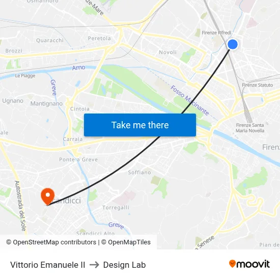 Vittorio Emanuele II to Design Lab map