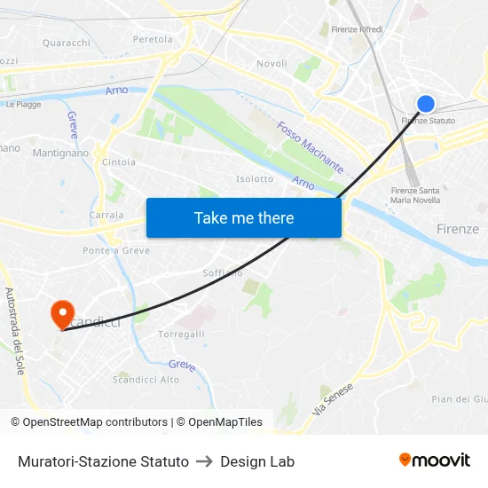 Muratori-Statuto Station to Design Lab map