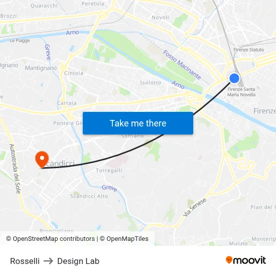 Rosselli to Design Lab map