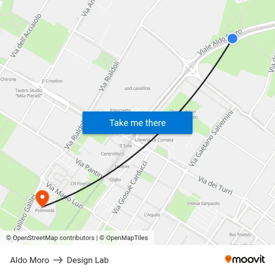 Aldo Moro to Design Lab map