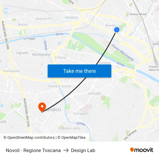 Novoli - Tuscany Region to Design Lab map
