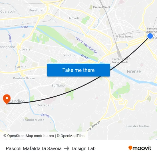Pascoli Mafalda Di Savoia to Design Lab map