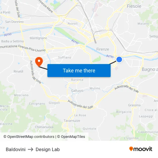 Baldovini to Design Lab map