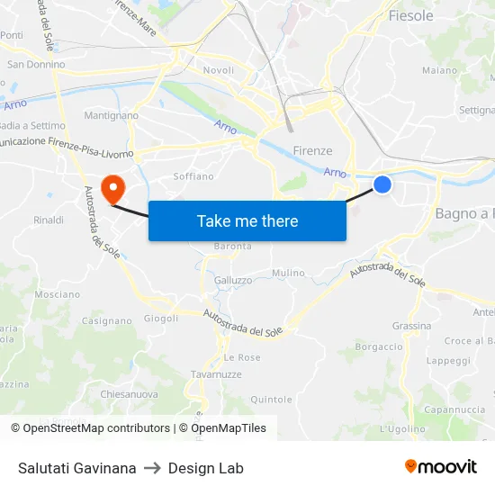 Salutati Gavinana to Design Lab map